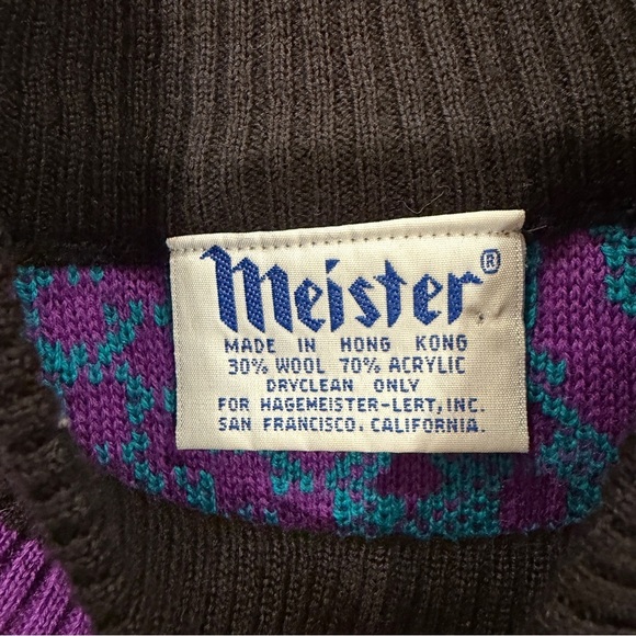 Vintage Meister Sweater - Teal, Purple and Black Woman’s size M - Picture 2 of 3